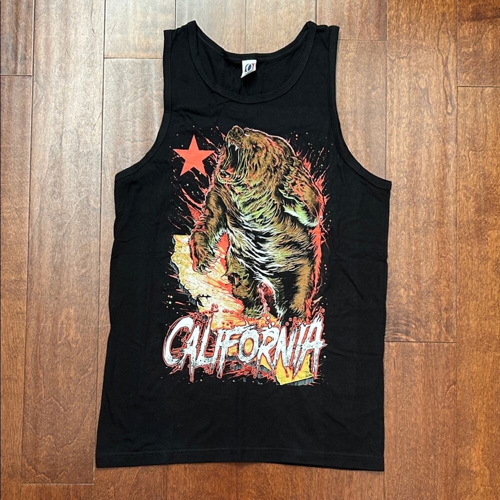 Men’s Black California Bear Cotton Tank Top Size Medium, NWOT